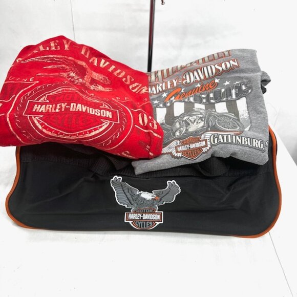 Collection Harley-Davidson 18 x9x11 Duffel Shoulder Bag Travel Gym+2 Lg T-Shirt - Picture 6 of 11
